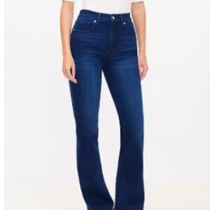 Loft Curvy High Rise Slim Flare Jeans In Dark Wash